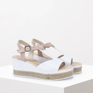 Donna NERO GIARDINI Sandalo zeppa in Pelle Col. Bianco